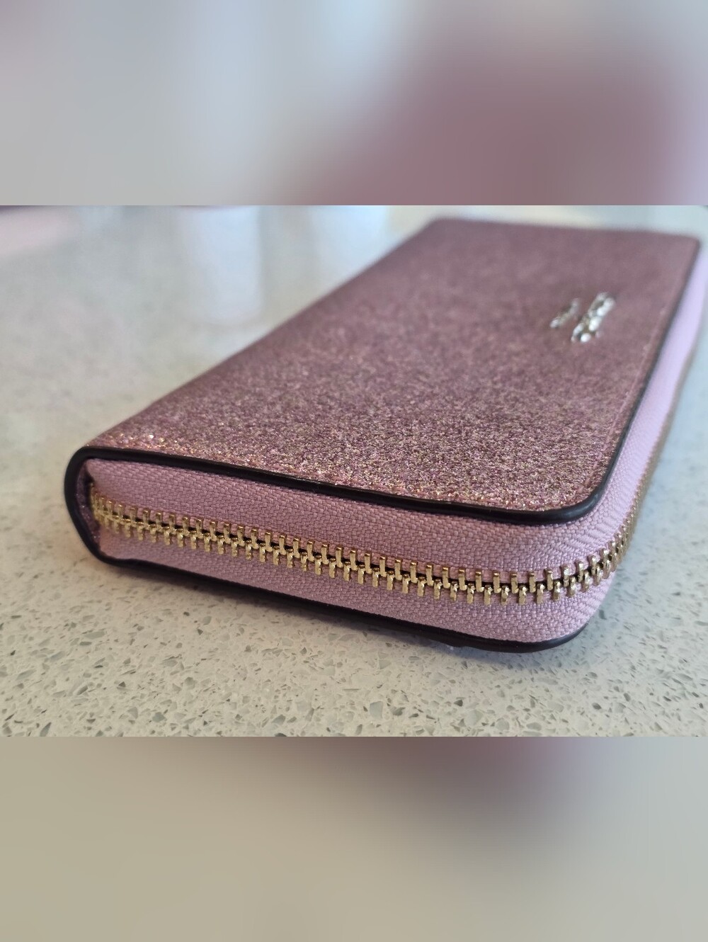 kate spade glittery blush pink zip-around wallet - Picture 5 of 9